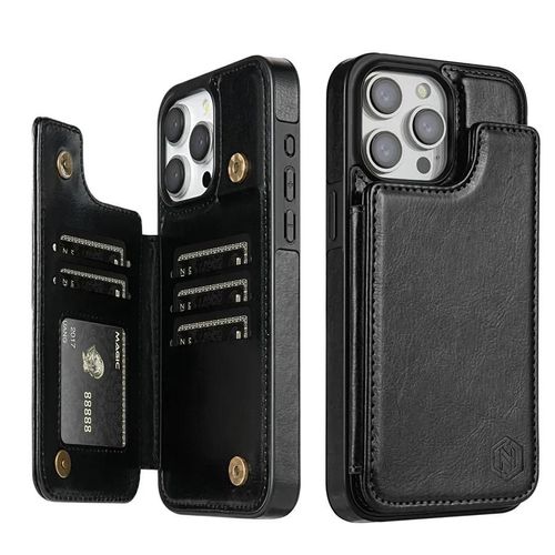 (Iphone 11 Pro Max Black) Étui Portefeuille En Cuir Magnétique Antivol, Couche De Blocage Rfid, Pour Iphone