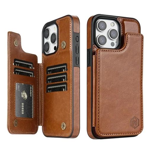 (Iphone 11 Pro Max Brown) Étui Portefeuille En Cuir Magnétique Antivol, Couche De Blocage Rfid, Pour Iphone