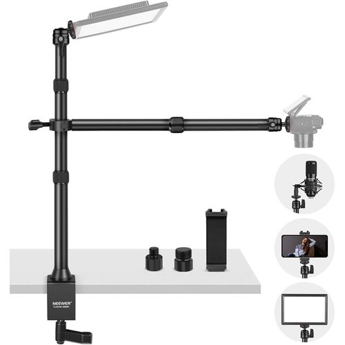 NEEWER Trépied de Table pour Appareil Photo avec 2 flèches télescopiques, Support de téléphone, têtes sphériques, Adaptateur à vis, trépied de Lampe de Table pour Appareil Photo, téléphone Portable