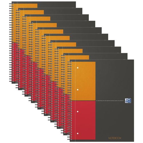 Oxford Lot De 10 Notebooks A4+ Spiralé 160 Pages Petits Carreaux Gris