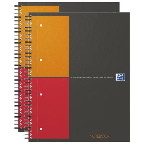 Oxford Lot De 2 Notebooks A4+ Spiralé 160 Pages Petits Carreaux Gris