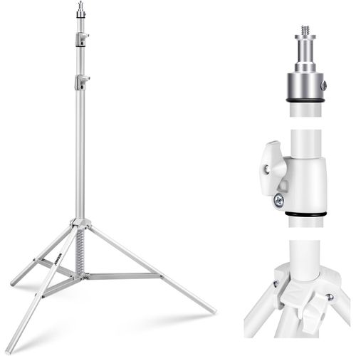 NEEWER Support de Lumière de Photographie 2.85-6.6ft/87-200cm, Trépied en Aluminium à Ressort avec Diamètre de Tube de ø28mm pour Anneau Lumière/Lumière LED/Softbox,Charge Max 22lbs, ST-200 Blanc