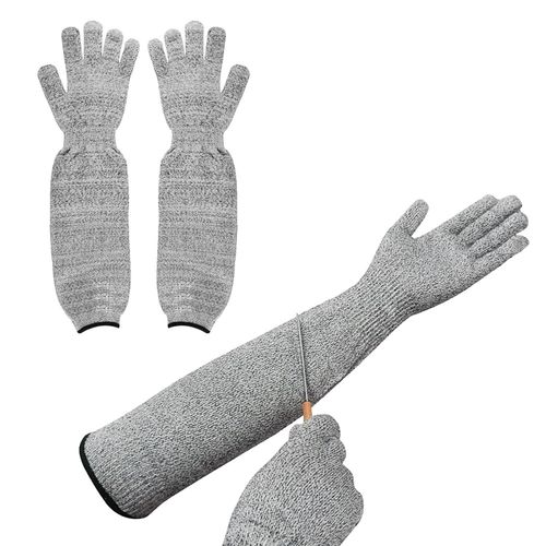 Lot de 2 gants de protection contre les coupures de cuisine-55 cm-Résistants aux coupures-Gants de jardin pour homme et femme-5 manches anti-coupures-Gants de chaîne résistants aux