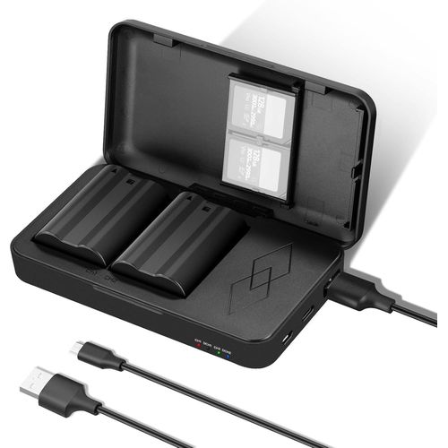 NEEWER EN-EL15c Batterie de Rechange et Chargeur USB Ensemble,Pack 2 Batterie 2400mAh&Chargeur Double Canal Compatible avec Nikon Z8 Z7 Z6 Z5 D850 D810 D780 D750 D610 D500 D7500 D7200 D7100 D7000 1 V1