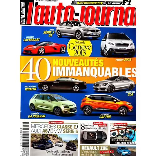 Auto Journal 876 De 2013 Renault Zoe Intens,Toyota Rav4 2.2 D4d 150 Awd Lounge,Ford Fiesta 1.0 Ecoboost Tit,Porsche Cayman 2.7 275,Mercedes E250 Cdi 204 7g Exe,Audi A6 V6 3.0 Tdi 204,Bmw 525d 218 Bva8