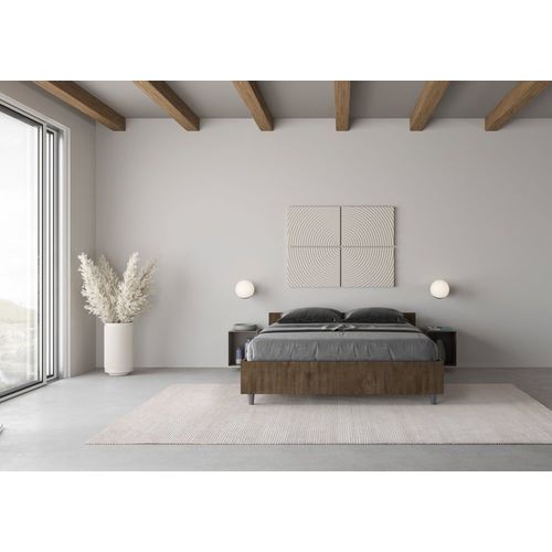 Lit Coffre 140x190 Effet Bois Noyer