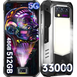 OUKITEL WP100 Titan 5G Téléphone Portable Incassable,33000mAh,48Go+512Go Noir