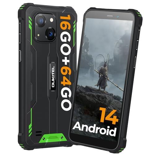 OUKITEL G2 4G Téléphone Portable Incassable,16Go+64Go vert