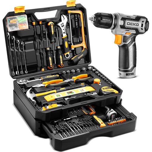 JEXNOVASHOP-Caisse a Outil Avec Perceuse Visseuse Multifonction Sans Fil 12V, 238 Pièces Malette Outils complete, Boîte à Outils avec Perceuse pour Réparation, Entretien, Autillage Mecanique Auto