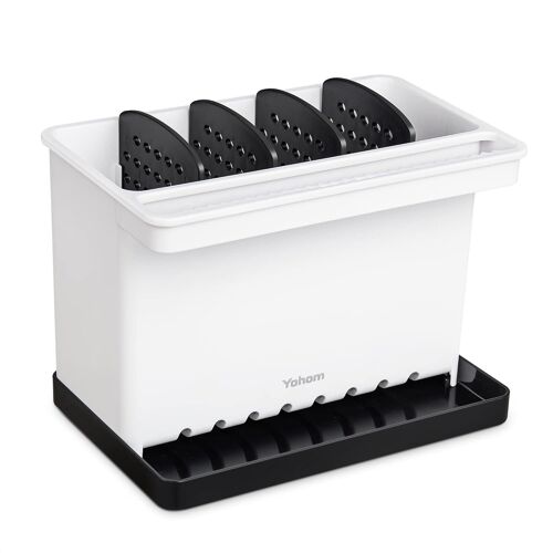 Sjzg-Porte Éponge Evier Cuisine Plastique Rangement Eponge Cuisine Noir Porte Éponge Avec Égouttoir Plateau Support Pour Éponge Brosses