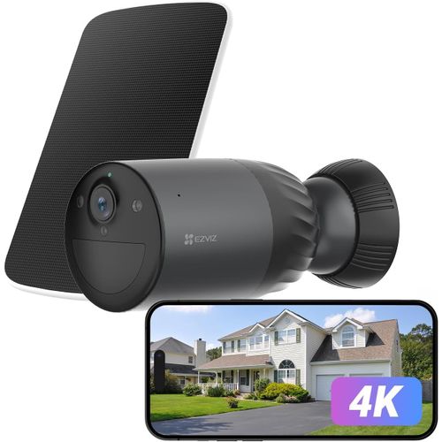 CLOUDDS_4K Caméra De Surveillance Wifi Extérieure Sans Fil,Avec Panneau Solaire,Mode Aov,Détection Des Humains/Véhicules,Vision Nocturne Couleur,Défense Active,Audio Bidirectionnel,Bc1C 4K Kit