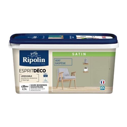 Peinture Esprit Deco Multi-Supports - Ripolin - 445877 - Vert Gaspesie - Satin - 2,5 L