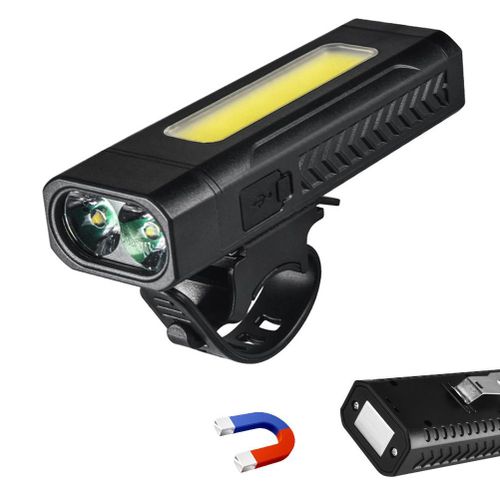Feu Arriere De Velo Multifonction A 2 Led, 3 Modes, Rouge Et Blanc, Eclairage Lateral Cob, Magnetique, Type C, Charge Rapide, Pour Cyclisme En Exterieur