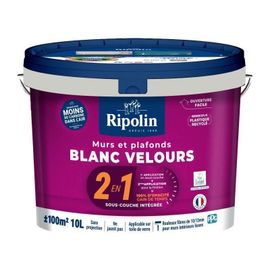 Mur & Plafond 2 En 1 Blanc Velours - Ripolin - 10 L