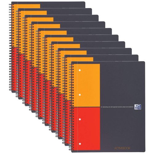 Oxford Lot De 10 Cahiers Activebook A5+ Quadrillé 5x5 80f 90g Polypro + Intercalaire