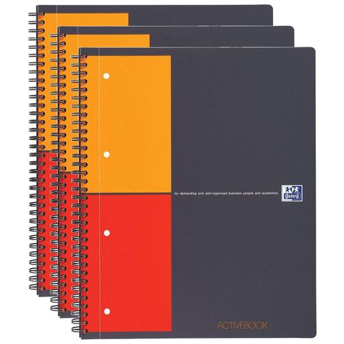 Oxford Lot De 3 Cahiers Activebook A5+ Quadrillé 5x5 80f 90g Polypro + Intercalaire