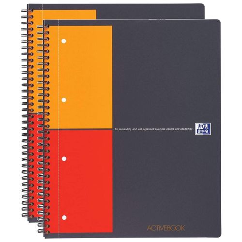 Oxford Lot De 2 Cahiers Activebook A5+ Quadrillé 5x5 80f 90g Polypro + Intercalaire