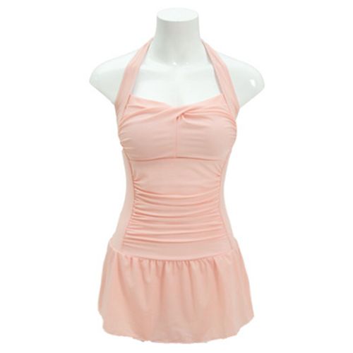 Maillot De Bain Une Piece Rose Pour Femme, Soutien-Gorge Push-Up, Dos Nu, Mini Robe De Plage Pour Les Voyages Et Les Fetes, Rose, Taille Xl