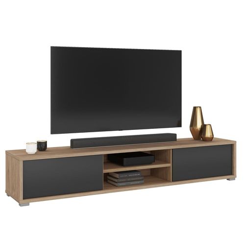 Meuble Tv 2 Portes 180 Cm Stratifiés Gris Et Beige