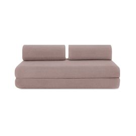 Canapé Droit Convertible Et Modulable 4 Places En Tissu Lisse Rose