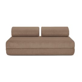 Canapé D'angle Convertible 6 Places En Velours Taupe