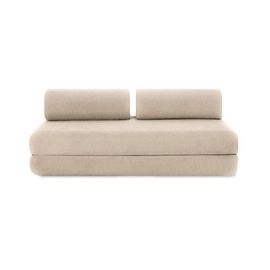 Canapé D'angle Convertible 6 Places En Tissu Beige