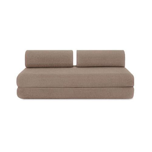 Canapé D'angle Convertible 4 Places En Tissu Marron
