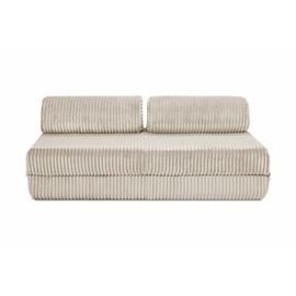 Canapé D'angle Convertible 6 Places En Velours Beige