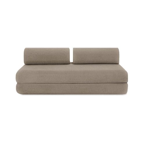 Canapé d'angle convertible 4 places en tissu taupe