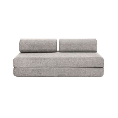 Canapé D'angle Convertible 6 Places En Tissu Lisse Gris