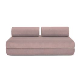 Canapé D'angle Convertible 6 Places En Velours Rose