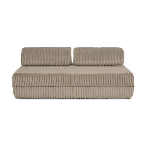 Canapé D'angle Convertible 6 Places En Velours Taupe