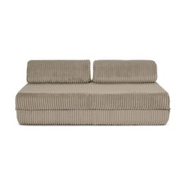 Canapé D'angle Convertible 6 Places En Velours Taupe