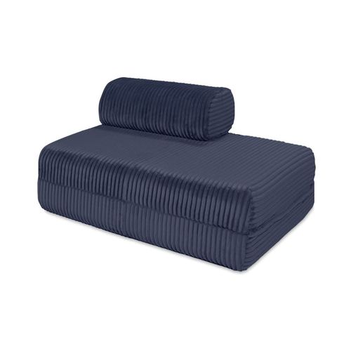 Canapé Convertible Et Modulable 2 Places En Velours Bleu