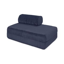 Canapé Convertible Et Modulable 2 Places En Velours Bleu