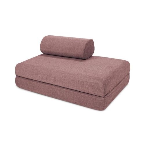 Canapé Convertible Et Modulable 2 Places En Tissu Terracotta