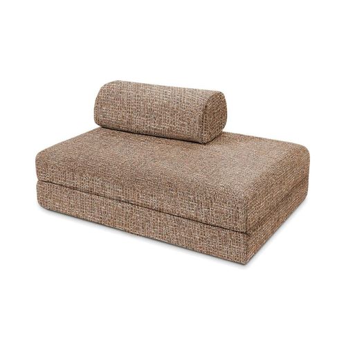 Canapé Droit Convertible Et Modulable 2 Places En Tweed Marron