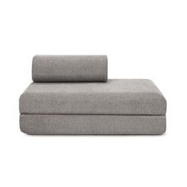 Canapé D'angle Convertible 5 Places En Tissu Lisse Gris
