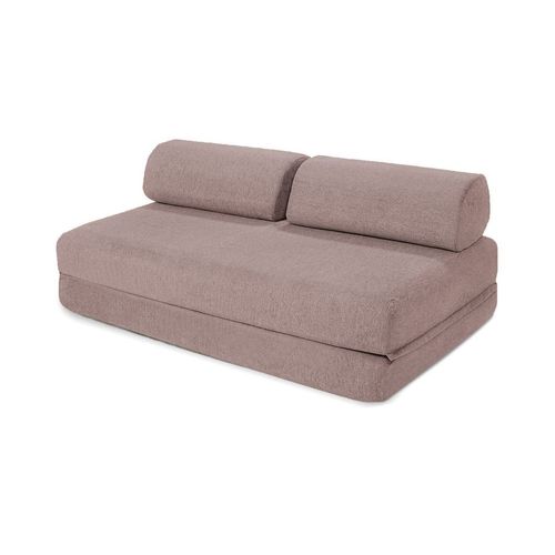 Canapé Droit Convertible Et Modulable 3 Places En Tissu Lisse Rose