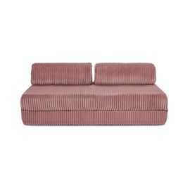 Canapé D'angle Convertible 6 Places En Velours Rose