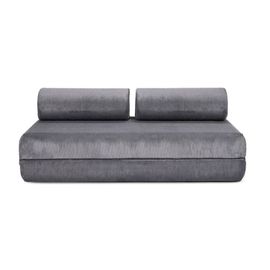 Canapé Convertible Et Modulable 5 Places En Velours Gris
