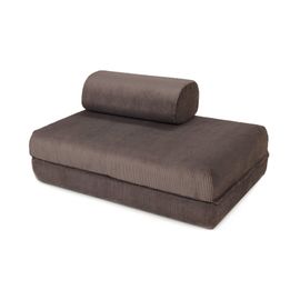Canapé Convertible Et Modulable 2 Places En Velours Marron
