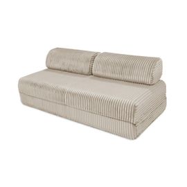 Canapé Convertible Et Modulable 3 Places En Velours Beige