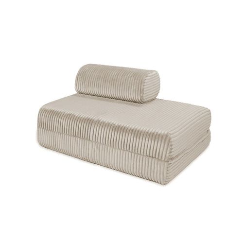Canapé Convertible Et Modulable 2 Places En Velours Beige