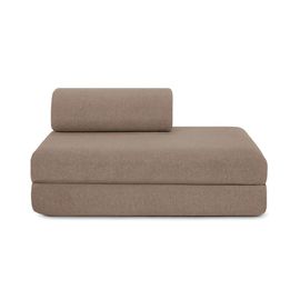 Canapé Droit Convertible Et Modulable 3 Places En Tissu Lisse Marron