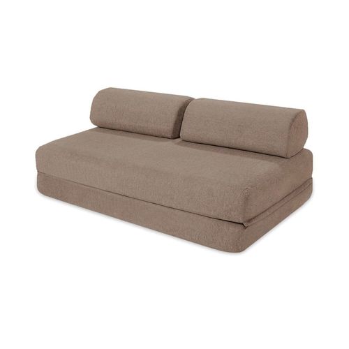Canapé Droit Convertible Et Modulable 3 Places En Tissu Lisse Marron