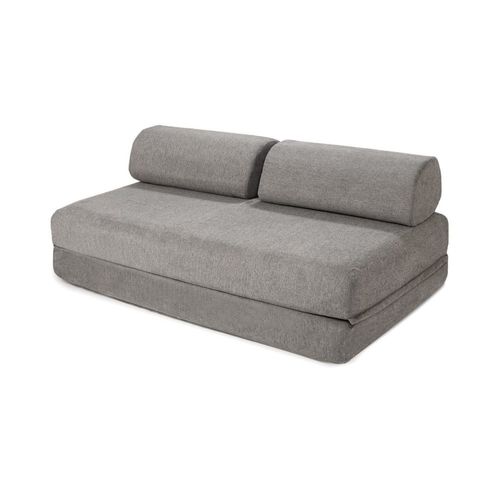 Canapé Droit Convertible Et Modulable 3 Places En Tissu Lisse Gris
