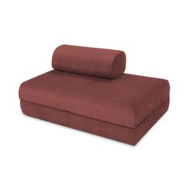 Canapé Convertible Et Modulable 2 Places En Velours Rouge