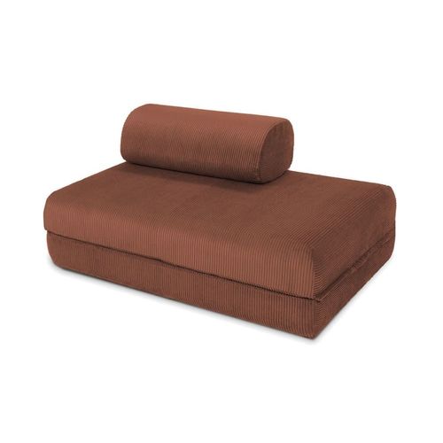 Canapé Convertible Et Modulable 2 Places En Velours Terracotta