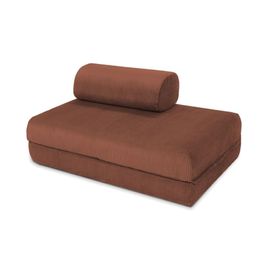 Canapé Convertible Et Modulable 2 Places En Velours Terracotta
